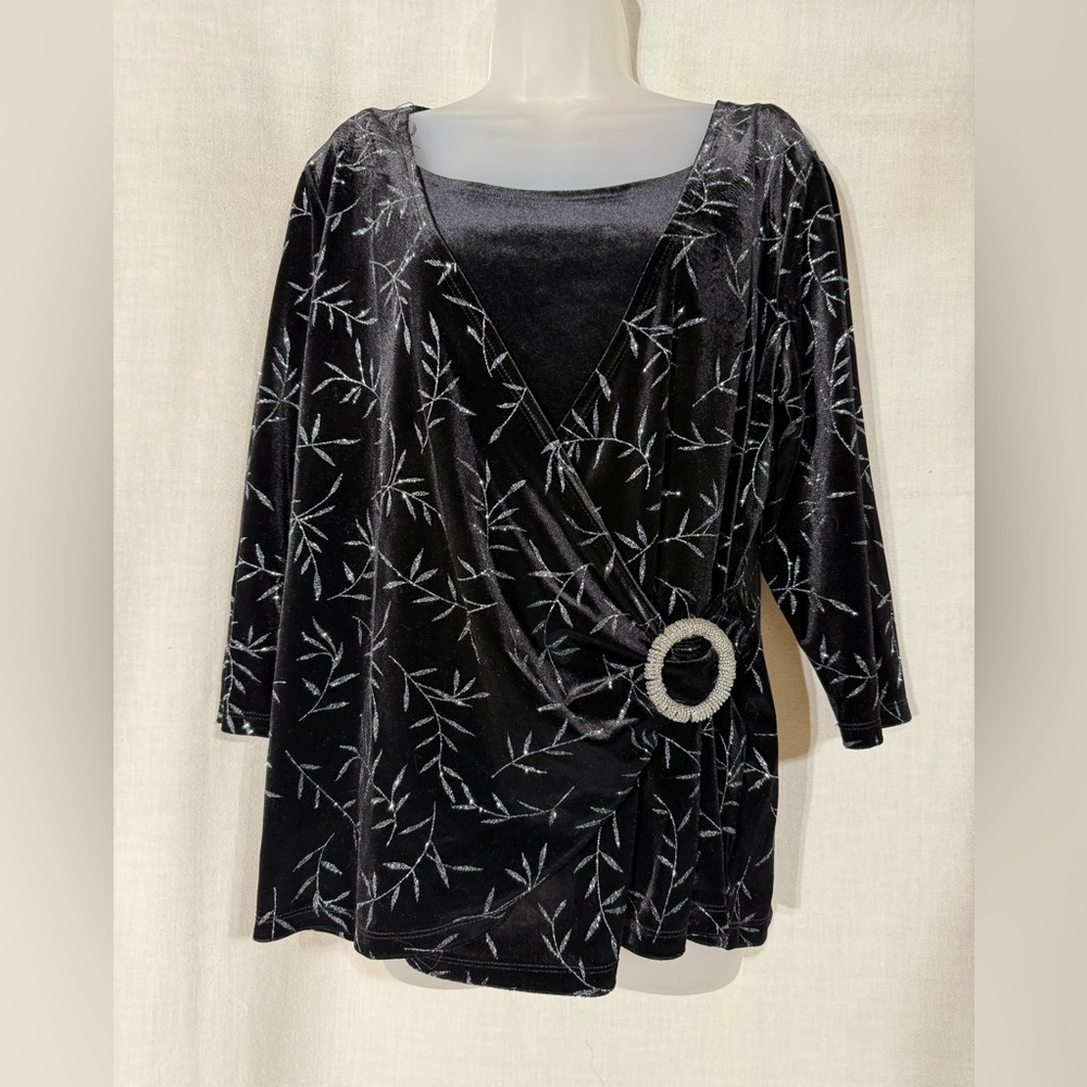 Notations Black And Silver Patterned Blouse - image 2
